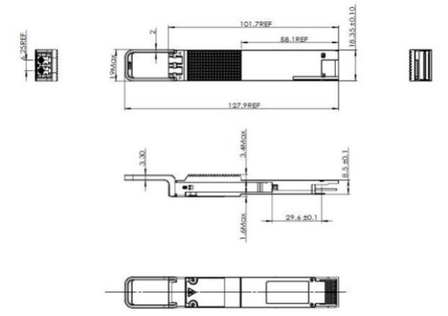 QSFP DD 400GBASE DWDM ZR 80KM وحدة جهاز الاستقبال QDD-400G-ZR-S DWDM قابل للتوجيه SMF LC DOM 3