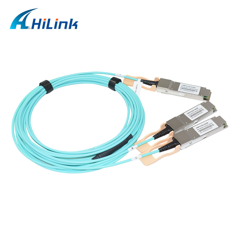 QSFP56200G إلى 2xQSFP56 كابل بصري نشط AOC 1-50 متر لمراكز البيانات / الشبكات السحابية