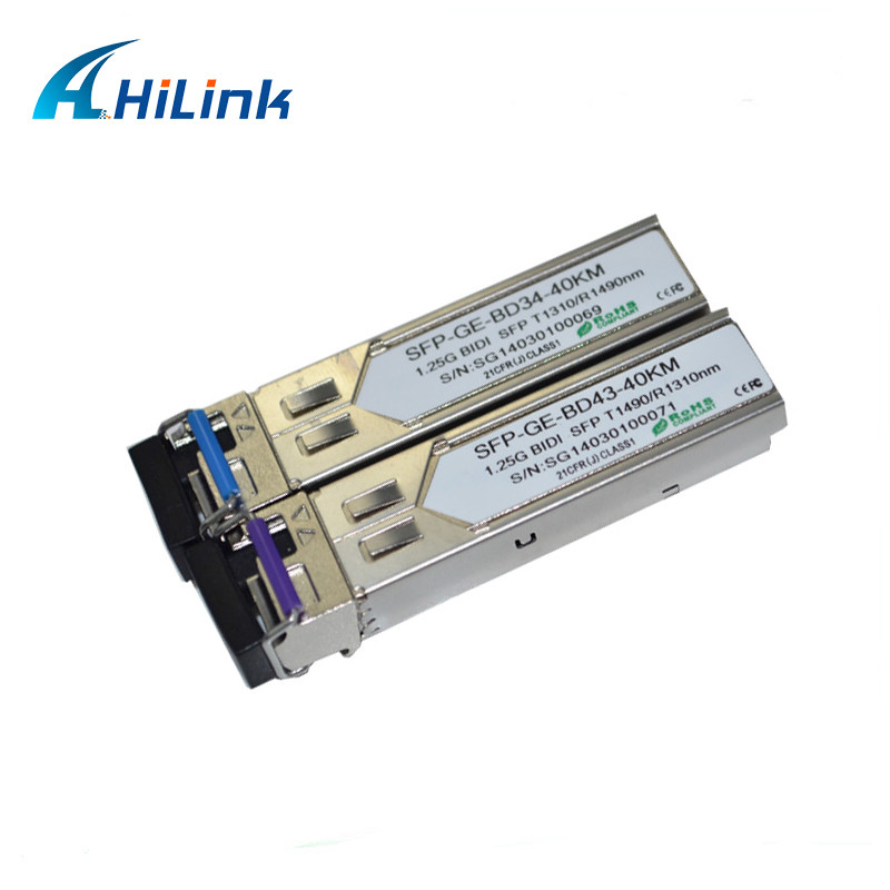 جهاز إرسال واستقبال SFP أحادي الألياف 1.25G 1310 / 1490nm 40KM SC / LC Simplex WDM Modules