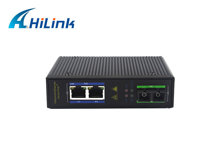 80KM Max Industrial Ethernet Switch 2 Port 10/100 / 1000Base Ethernet 1 1000Base SC Fiber