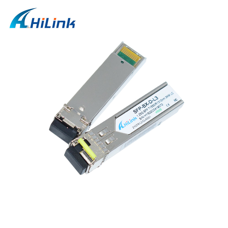 1000BASE 1.25G WDM BIDI SFP + وحدة الإرسال والاستقبال 3KM موصل 1310nm / 1550nm 3KM SM DOM