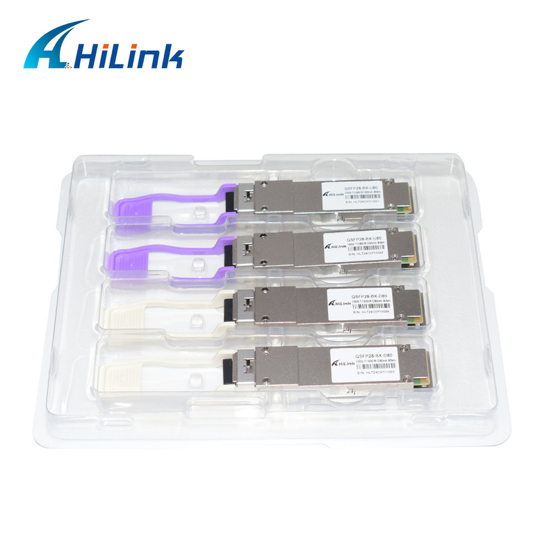 100 جيجابايت / ثانية QSFP28 BiDi 80km Transceiver Hot Pluggable Simplex LC/UPC DOM Module Transceiver Optical