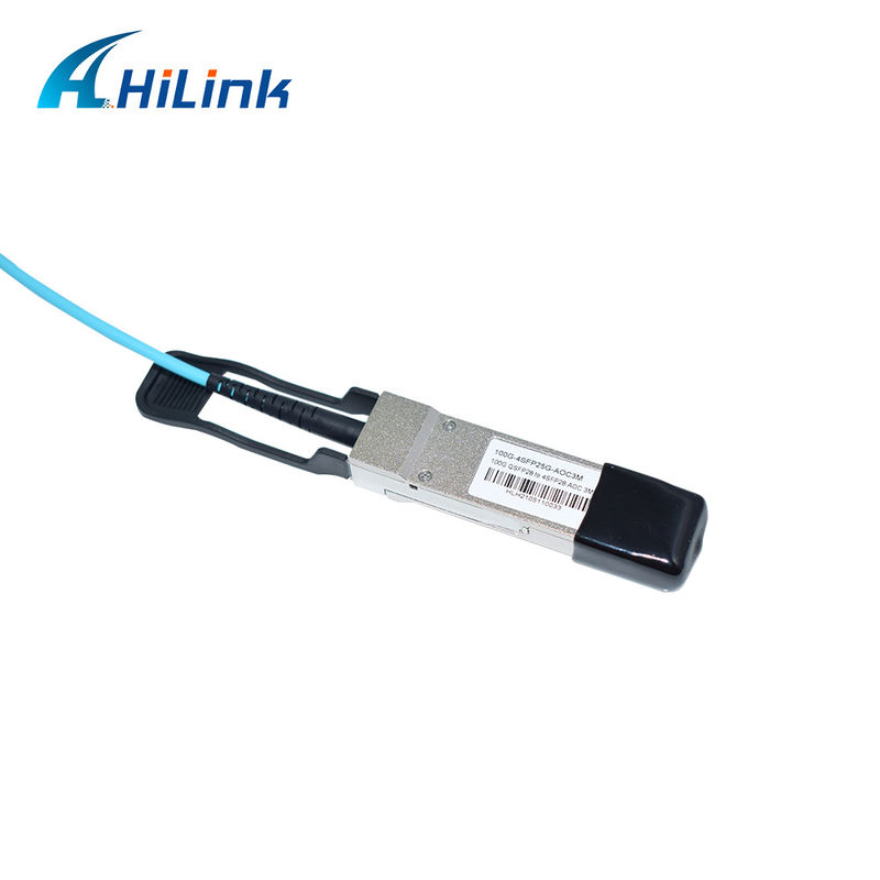 كابل بصري نشط من 100G QSFP28 إلى 4xSFP28 معتمد AOC OM3 مع طول كابل 1-5m وشهادة CE RoHS