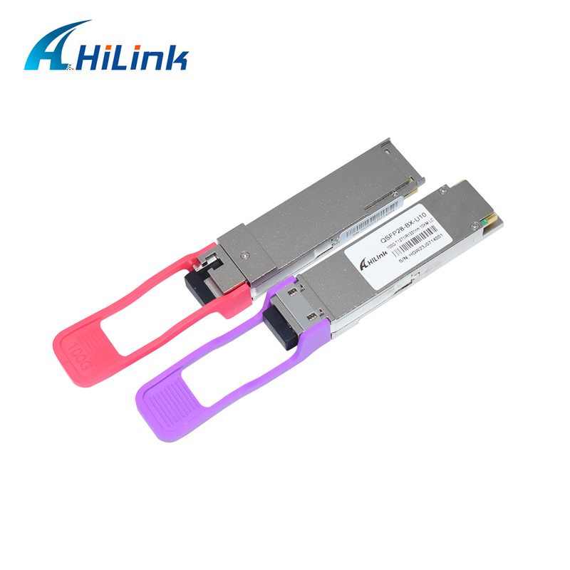 100 جيجابايت / ثانية QSFP28 LR BIDI Transceiver البصري لمبدا واحد 1271nm 1331nm SMF Single LC Connector 10km DOM