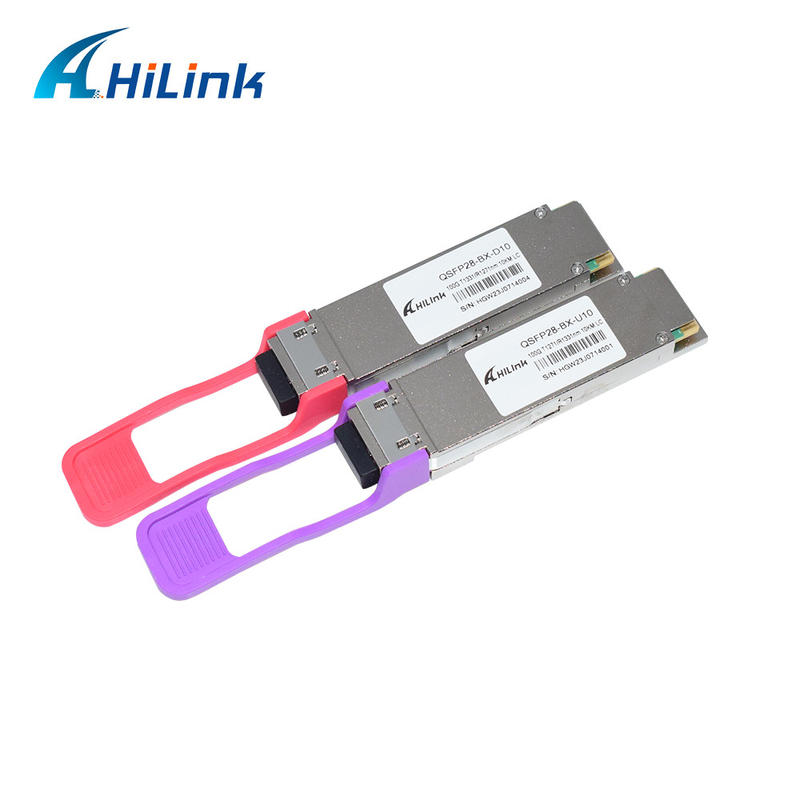100 جيجابايت / ثانية QSFP28 LR BIDI Transceiver البصري لمبدا واحد 1271nm 1331nm SMF Single LC Connector 10km DOM