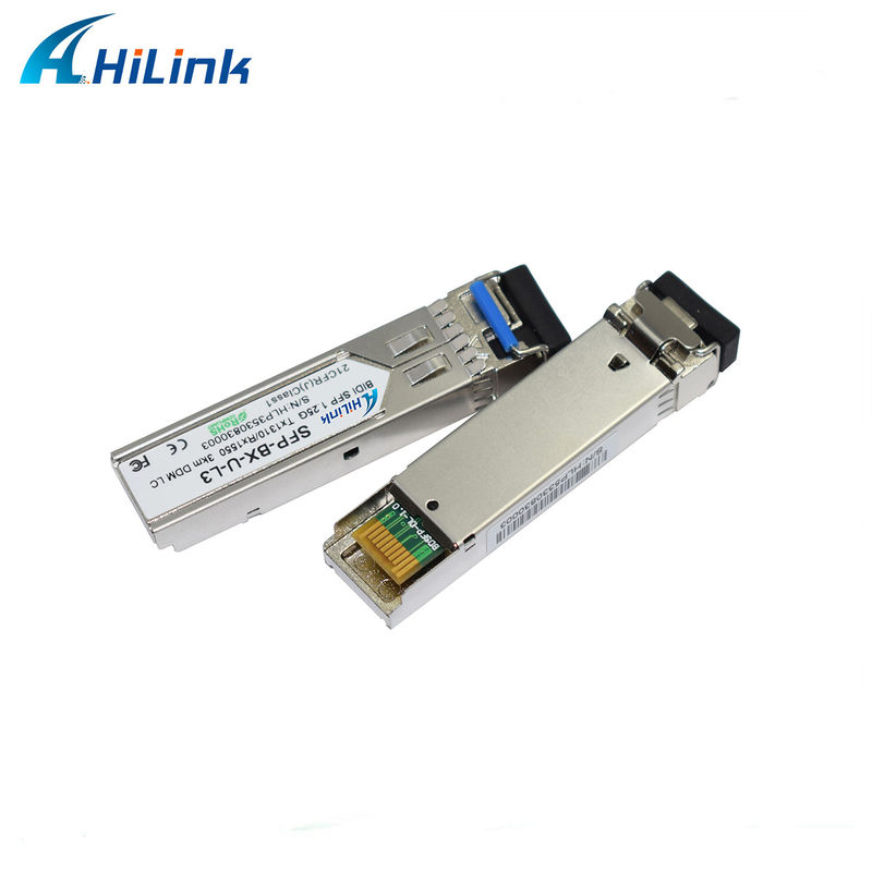 جهاز إرسال واستقبال SFP BIDI 1.25G 1310/1550 نانومتر لمسافة 3 كيلومترات لنقل البيانات لمسافات طويلة في درجة حرارة من 0 إلى 70 درجة مئوية