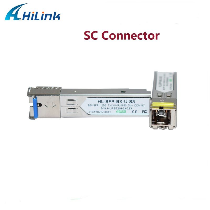 جهاز إرسال واستقبال SFP BIDI 1.25G 1310/1550 نانومتر لمسافة 3 كيلومترات لنقل البيانات لمسافات طويلة في درجة حرارة من 0 إلى 70 درجة مئوية