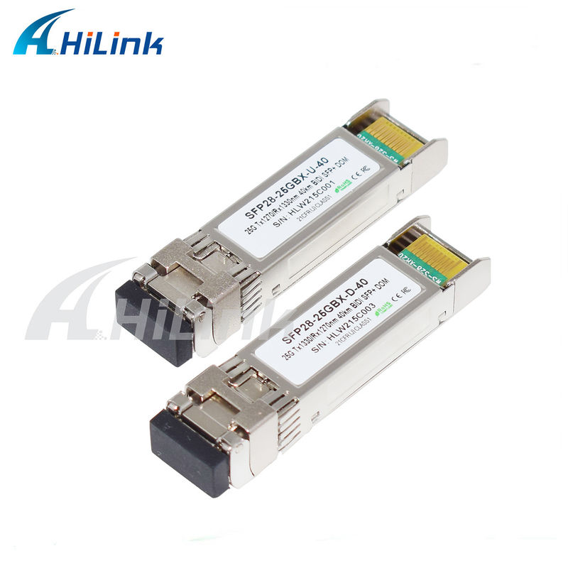 أجهزة إرسال واستقبال SFP28 BIDI بسرعة 25 جيجابت/ثانية، بمدى 40 كم، موصل LC فردي، قابلة للتبديل السريع، متوافقة تمامًا مع RoHS
