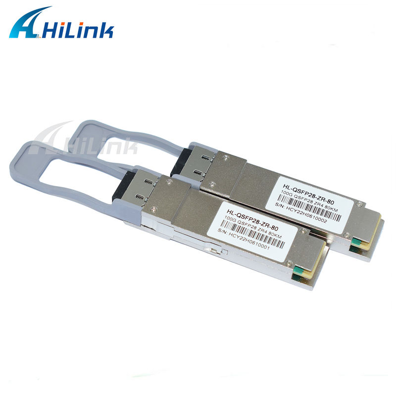 جهاز إرسال واستقبال QSFP28 بسرعة 100 جيجابت/ثانية، بمسافة 80 كيلومتر، قابل للتبديل السريع، موصل LC مزدوج، LAN WDM، EML TOSA SOA PIN SMF