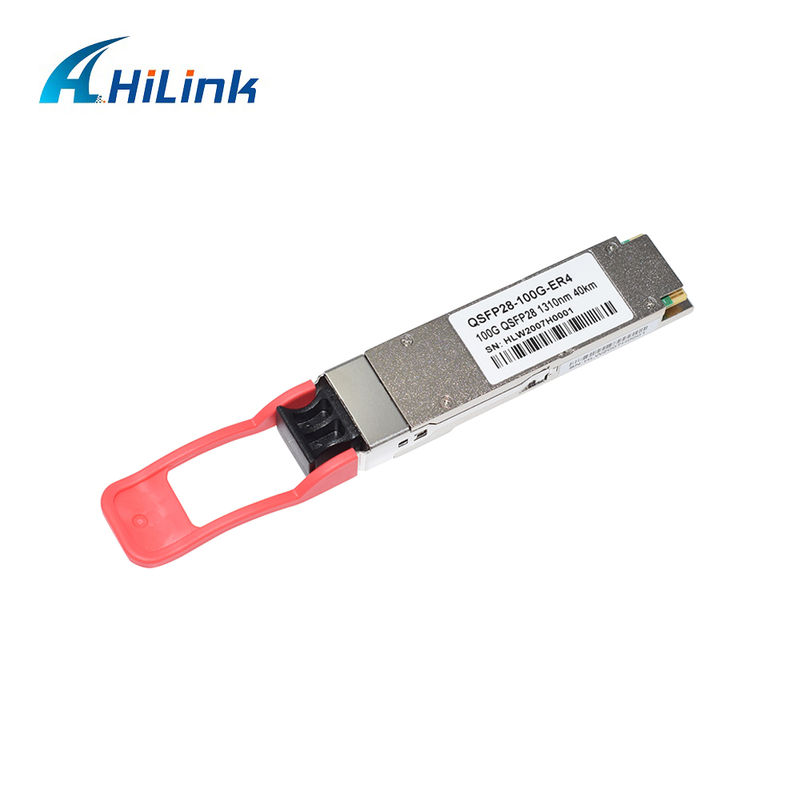 100 جيجابايت / ثانية QSFP28 ER4 وحدة جهاز الاستقبال البصري 40 كيلومتر مكبلة ساخنة مزدوجة LC LAN WDM APD SMF متوافقة مع RoHS-6