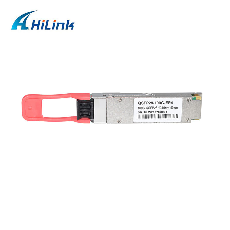 100 جيجابايت / ثانية QSFP28 ER4 وحدة جهاز الاستقبال البصري 40 كيلومتر مكبلة ساخنة مزدوجة LC LAN WDM APD SMF متوافقة مع RoHS-6