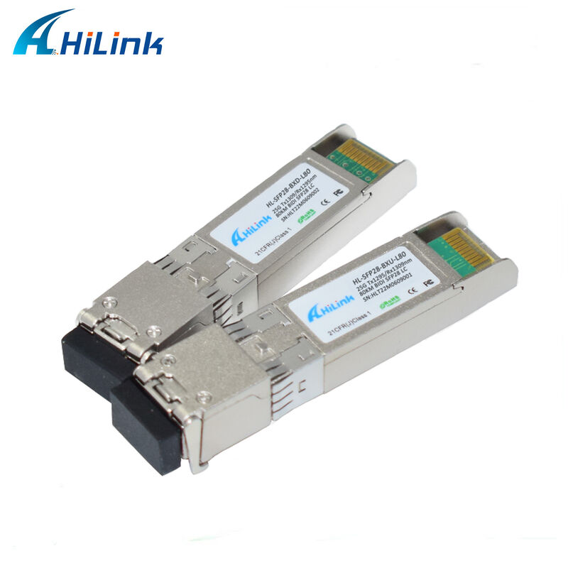 25Gb/s SFP28 BIDI Transceiver with 80km Reach and RoHS 6 Compliance Hot-Pluggable Single LC DDM