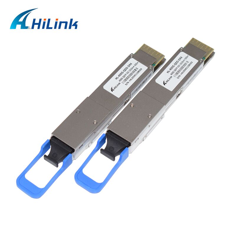 وحدة إرسال واستقبال ضوئية Hilink HL-400G-QDD-DR4 بسرعة 400 جيجابت/ثانية لمسافة 500 متر QSFP-DD DR4 MPO-12 متوافقة