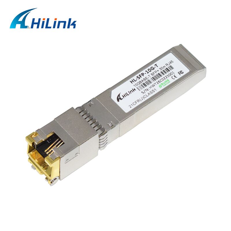 جهاز إرسال واستقبال Hilink 10G بمعدل بيانات SFP+ مع مسافة 30M/80M ووحدة نحاسية 10GBASE-T متوافقة مع RoHS