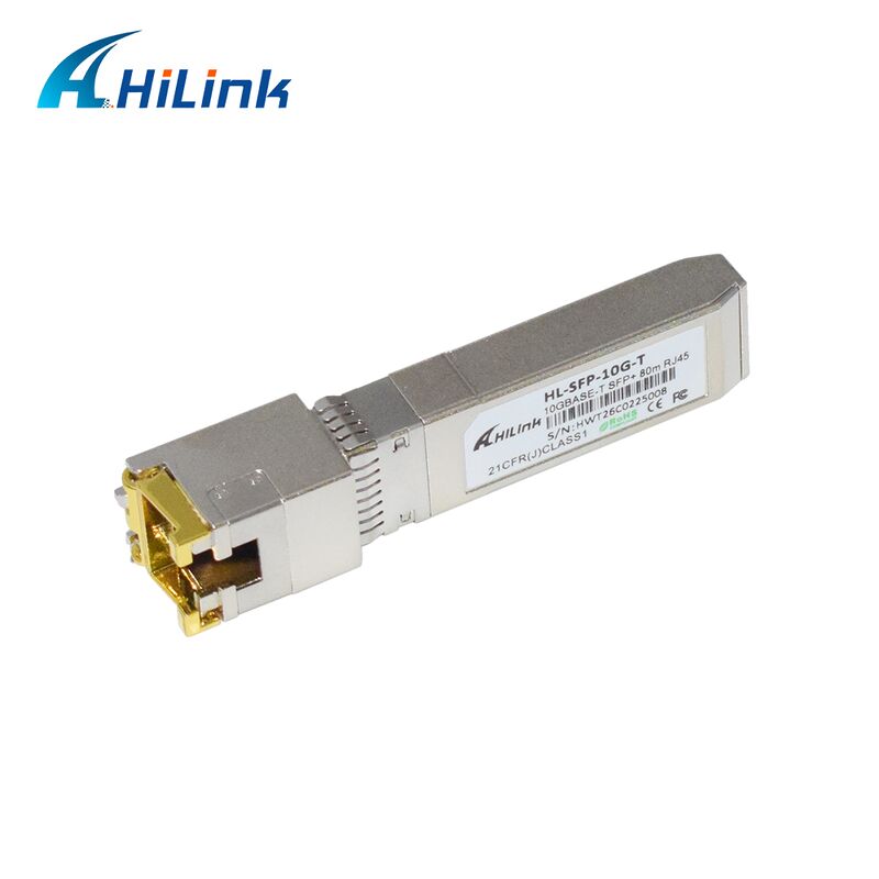 جهاز إرسال واستقبال Hilink 10G بمعدل بيانات SFP+ مع مسافة 30M/80M ووحدة نحاسية 10GBASE-T متوافقة مع RoHS