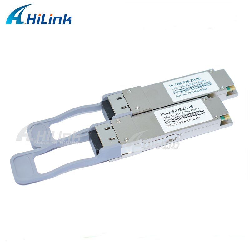 جهاز إرسال واستقبال QSFP28 بسرعة 100 جيجابت/ثانية مع إمكانية الوصول إلى مسافة 80 كم موصل LC مزدوج قابل للتوصيل السريع LAN WDM EML TOSA