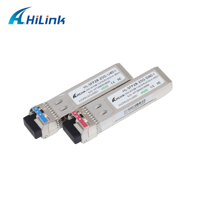 وحدة بصرية صناعية 25G BIDI 1270/1310nm 40KM APD+TIA أحادية الألياف Simplex LC DOM