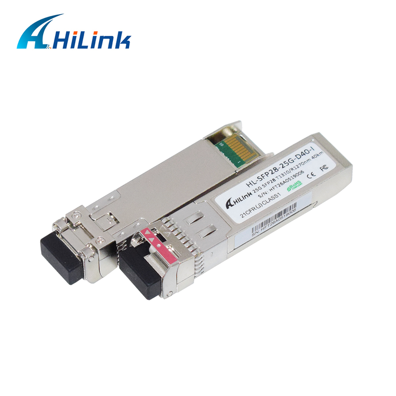 وحدة بصرية صناعية 25G BIDI 1270/1310nm 40KM APD+TIA أحادية الألياف Simplex LC DOM