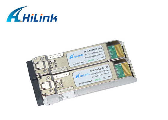 Hilink LC موصل الألياف البصرية جهاز الإرسال والاستقبال 10G SFP + BIDI WDM 60KM 1270nm 1330nm
