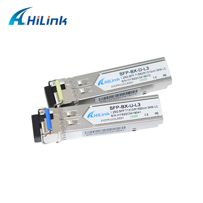 1000BASE 1.25G WDM BIDI SFP + وحدة الإرسال والاستقبال 3KM موصل 1310nm / 1550nm 3KM SM DOM
