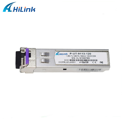 جيجابت 1.25GBASE 120KM SFP + وحدة الإرسال والاستقبال BIDI LC Conector RX1550nm وضع فردي DOM